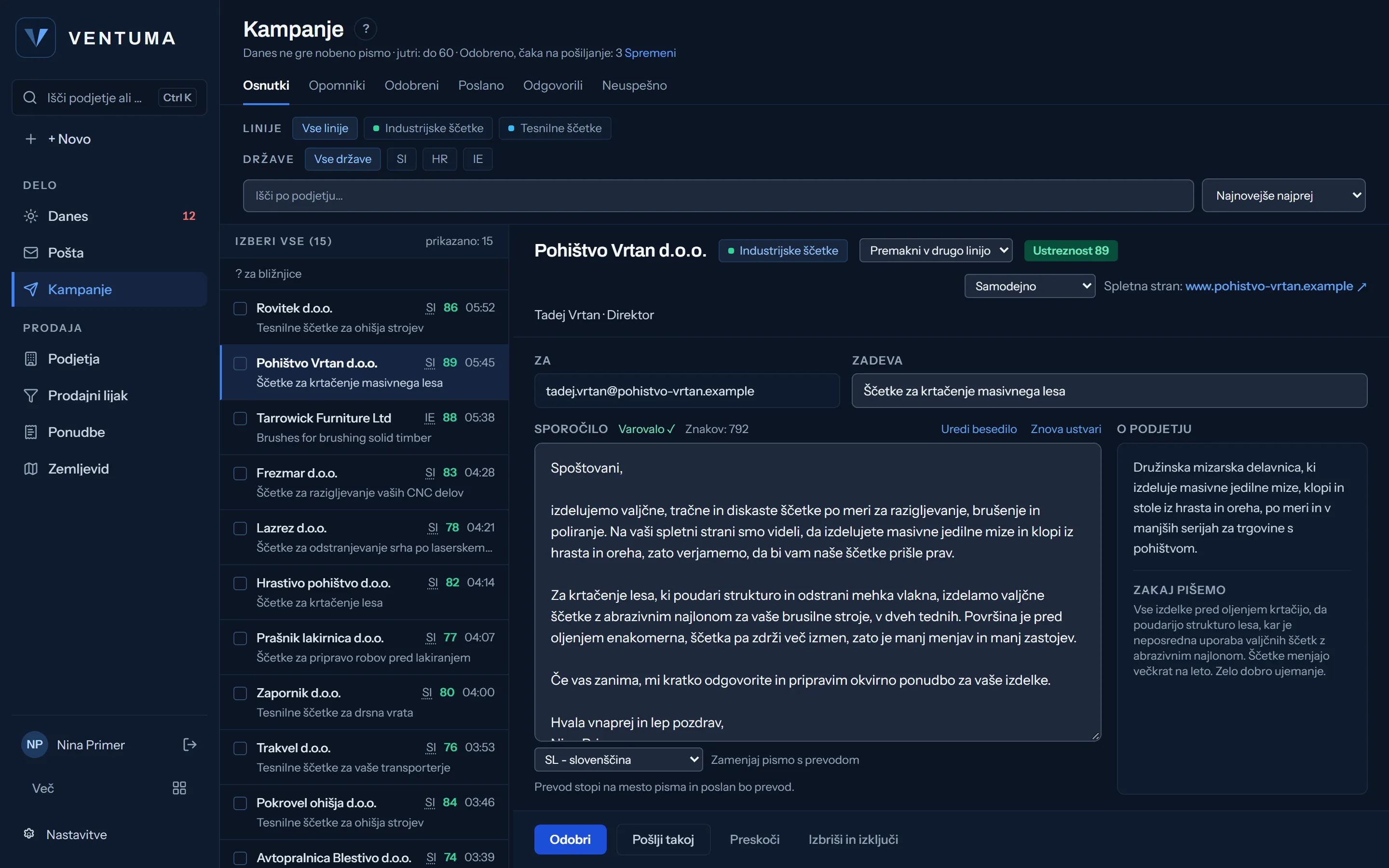 Osnutek prvega pisma, pripravljen za potrditev